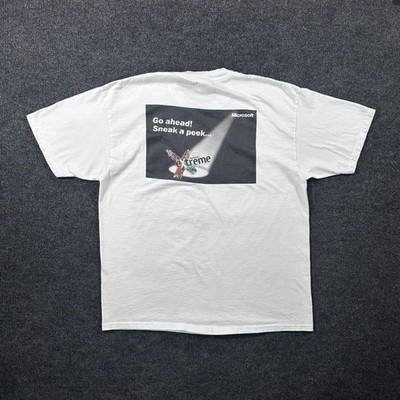Vintage 90s Hanes Beefy Microsoft Extreme White Graphic Promo T-Shirt Adult XL