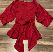 JOSIE NATORI KIMONO WRAP MINI DRESS SCARLET RED SILK ( SIZE M ) PREOWNED