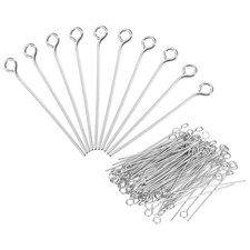 1000Pcs Eye Pins Jewelry Findings 22 Gauge 28mm Iron Eye Pins 3.2mm White