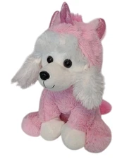 White Poodle Dog Pink Unicorn Outfit Costume Hood Soft Stuffed Toy 9" Kellytoy