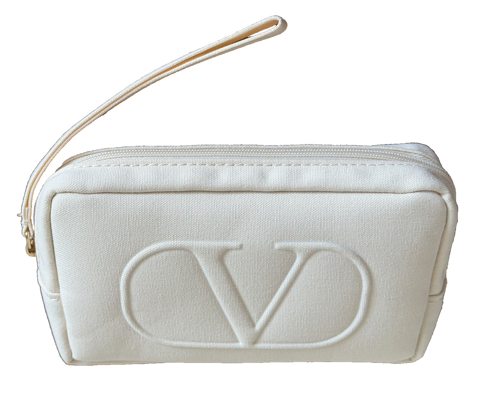 New VALENTINO BEAUTY Small Ivory Pouch Makeup Wristlet Travel Bag Clutch Summer  thumbnail 11