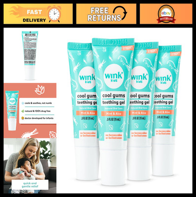 Baby Teething Relief Gel for Infants & Kids - Soothing Cooling Natural 4 Pack