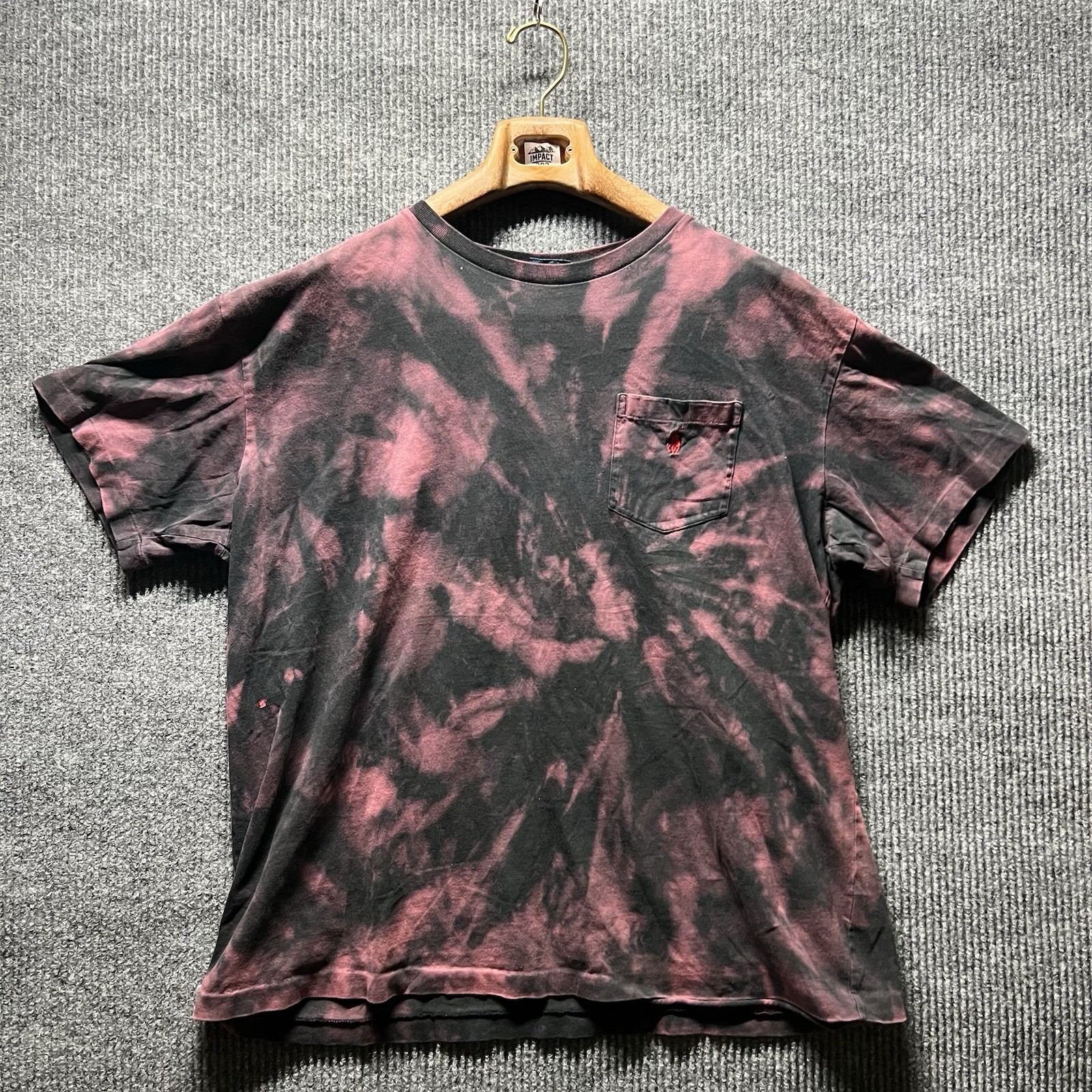 Vintage Polo Ralph Lauren T Shirt Mens XL Black Bleach Tie Dye Single Stitch