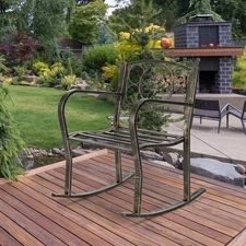 Outdoor Metal Double Rocking Chair patio Garden Bench Glider for Indoor&Outdoor