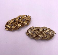 Vintage Gold Tone MUSI Braided Shoe Clips Clip On
