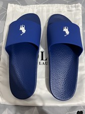 Image of Polo Ralph Lauren Signature Pony Slides In Royal Blue UK 10 Brand New