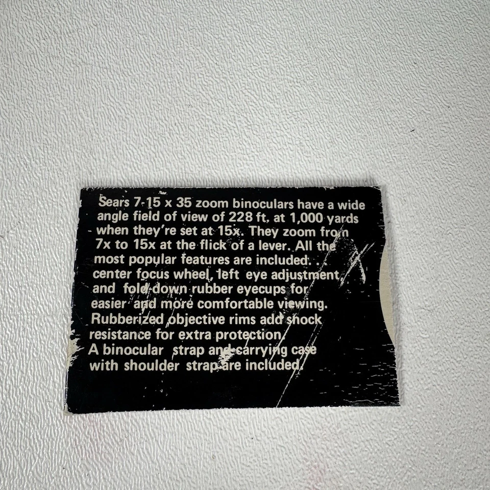 SEARS Binoculars Model #473.25700 Wide Angle Zoom 7x15x35 228ft 1000yds Vtg - Image 3 of 4