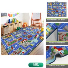 Capslpad Blue Car Road Kid Rug Carpet Playoom Traffic Road Kids Play Mat