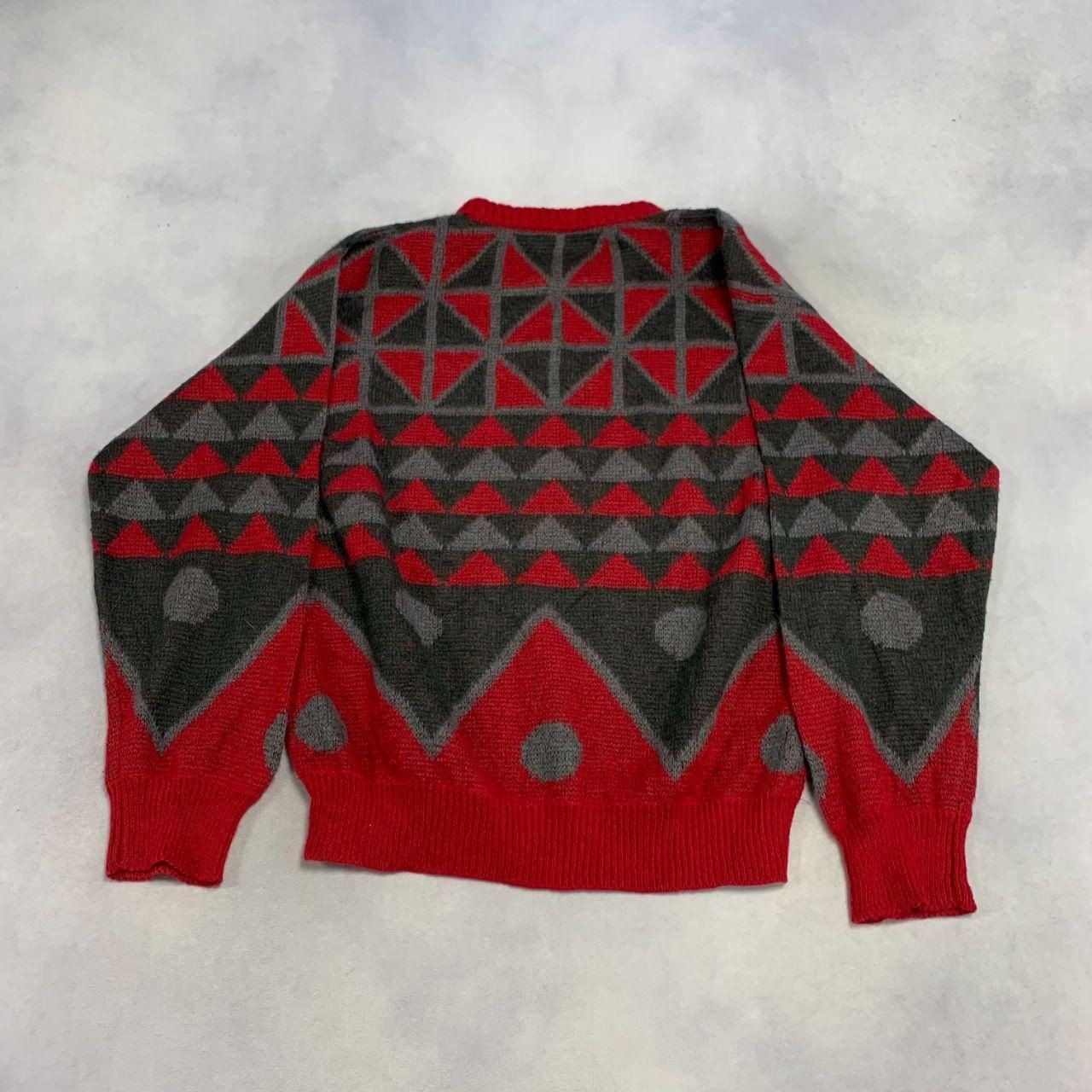 Vintage Benetton Knitted Jumper Abstract Patterned Grandad Knit Sweater Men's Xl image 5