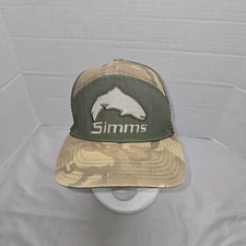 Simms Fishing Products Fuzzy Trout Loden Mesh Trucker Hat Adj Snap Euc
