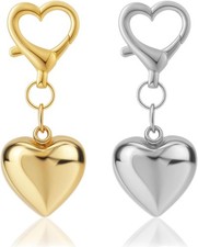 2pcs Heart Keychains for Women, Gold  Silver Small Bag Charm Cute Purse Key Cha