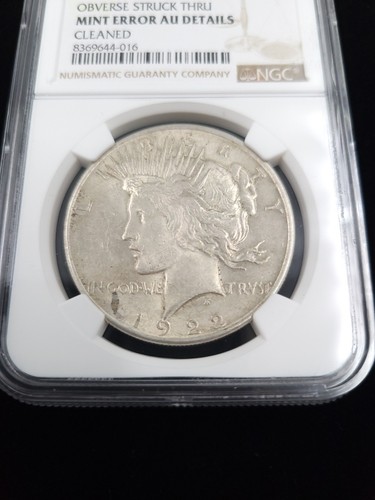 Mint Error 1922 Peace Silver Dollar OBV Struck Thru NGC Graded - Picture 2 of 11