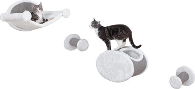 Wall Mounted Cat Lounge Set with Hammock & Condo   Climbing Shelves with Plush C
