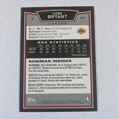 2008-09 Bowman Draft Picks Stars Kobe Bryant #24 for sale
