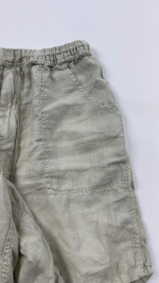 Elements by Arnold Zimber Linen Shorts Mens Small Beige Drawstring Pocket Summer - Image 2 of 4