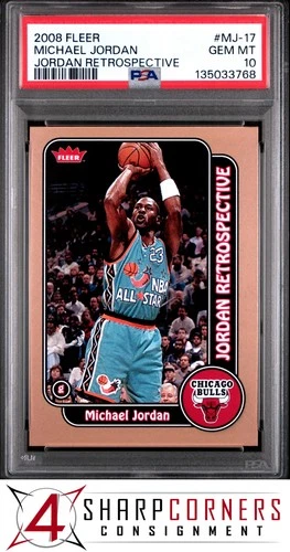 2008 FLEER MICHAEL JORDAN RETROSPECTIVE #MJ-17 HOF PSA 10