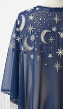 Hand Beaded Luxury Poncho Cape Bridal Evening Party Wear Handmade Designer