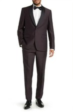 Ted Baker Men's Brown Josh Trim Fit Wool Tuxedo 40 R