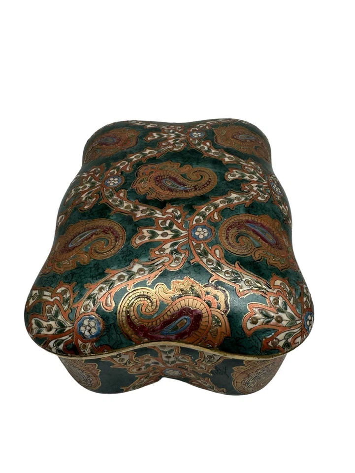 Vintage Trinket Box Toyo Trading Co New Country Gear 8.5" x 6" x 3.5" Porcelain - Image 4 of 4