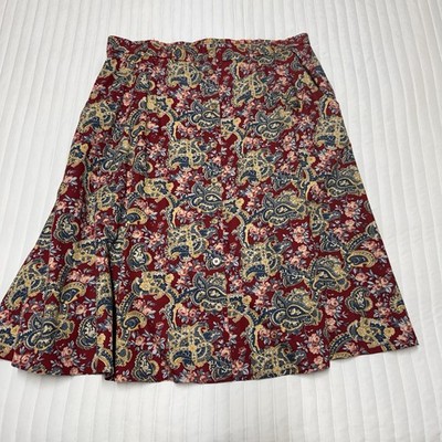 VTG Bechamel Women's Midi Skirt Floral Button Front Elastic Waist Size L Cotton