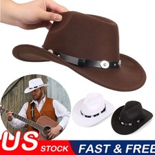 NEW Fedora Hat Felt Panama Cap Jazz Classic Wide Brim Belt Buckle Church Cowboy