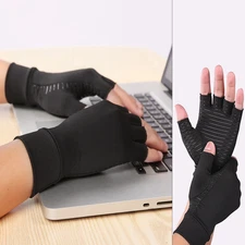 Sports Copper Fiber Health Care Half Finger Rehabilitation Training Gloves Anti 