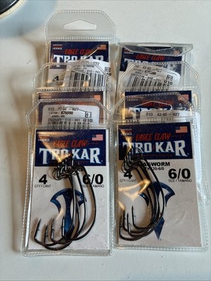 24 Eagle Claw TroKar Magworm TK120 6/0 Hooks 6 packages of 4 Pack
