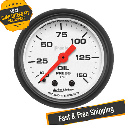 Auto Meter 5723 Phantom 2-1/16'' Mechanical Oil Pressure Gauge, 0-150 PSI