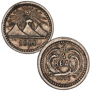Guatemala 1/4 Real 1881 KM#151 Silver .835 0.021 ASW