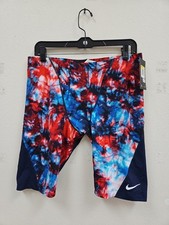 Nike men  s Competition jammers Swim Size 38 Blue Red Tye Dye Swimsuit Run Swim