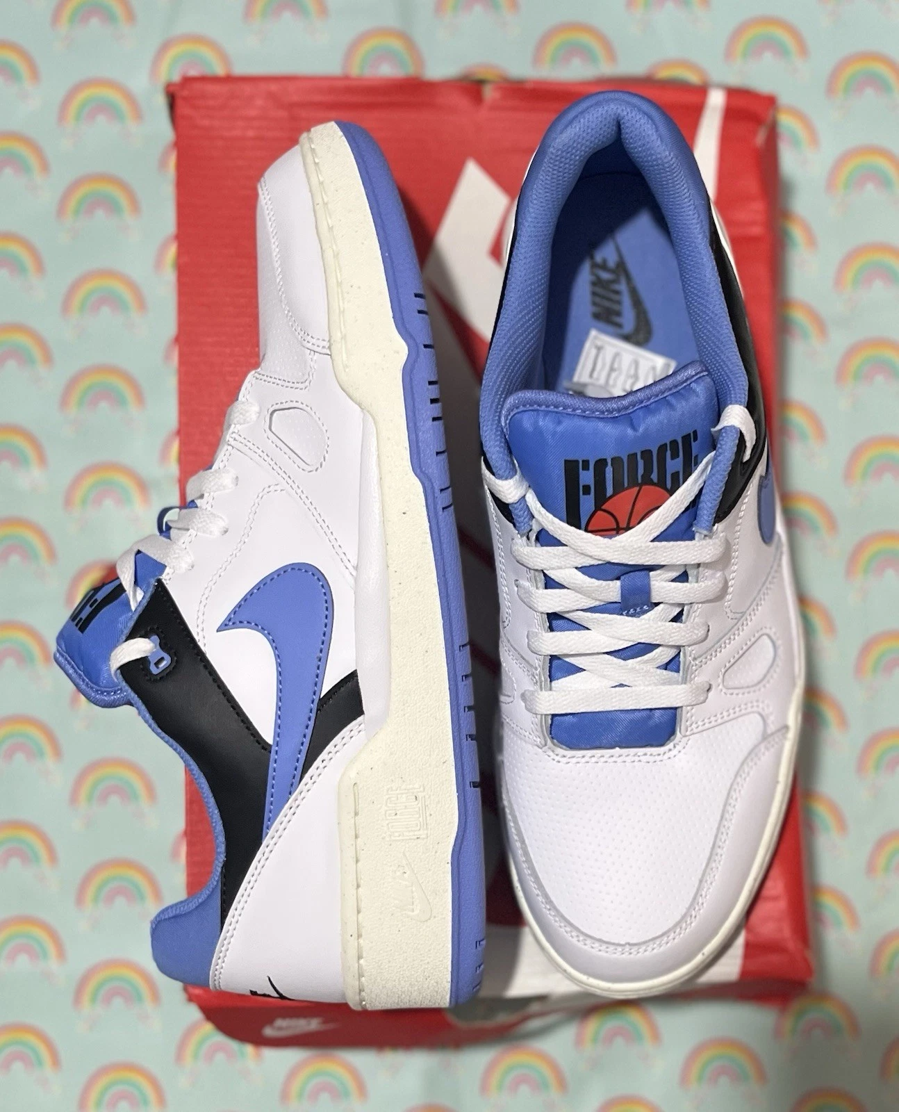 Nike Full Force Low Uomo UK 10 5 EUR 45 5 Bianco Polare Nero Vela