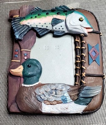 3D Resin Duck & Fish 4''×3'' Picture Frame Free Standing