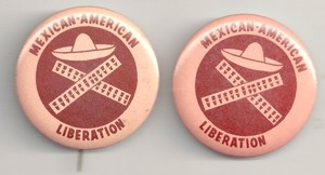 2 Mexican-American Liberation Pins w/ Sombrero & Bandolier
