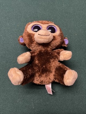 TySilk Coconut Monkey Purple Sparkle Eyes Beanie Baby