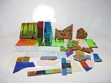 STAINED GLASS PACK: 96 COE MIXED BLACK BACK & CLEAR DICHROIC SCRAP GLASS PACK 1