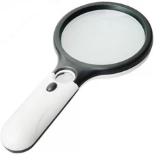 Magnifier 3 LED Light 3X 45X Handheld Magnifying Glass Jewelry Loupe White Black