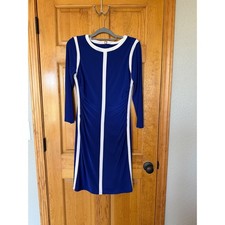 Lauren Ralph Lauren Royal Blue White Colorblock Ruched Sheath Dress Size 8