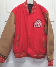 Ohio State University Buckeyes Varsity Letterman Jacket - Red/Tan - Size XL