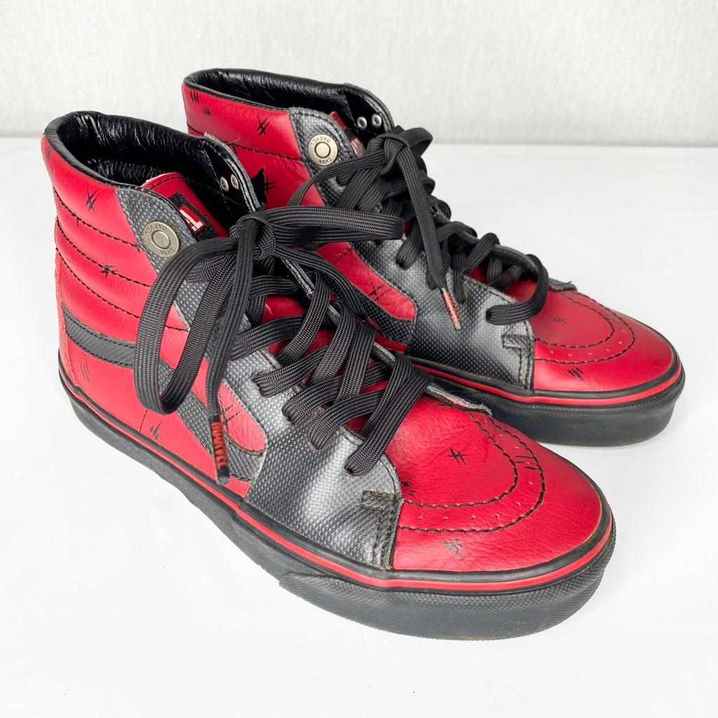 Vans Mens Sk8 Hi Skate Shoes Off The Wall Red 721356 Marvel