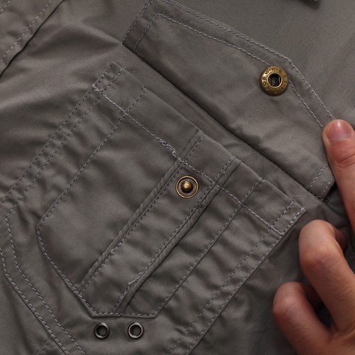 New Men 100% Polyester Military Shirt Short Sleeve Cargo Work Shirts with Pocket - Picture 6 of 17