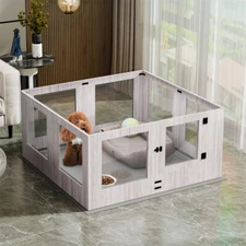 Large Dog Playpen Acrylic Wood Enclosure Pet Animal Bunny Ferrets Dog Fence Cage