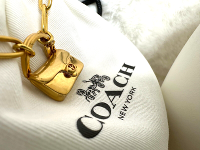 Coach Mini Handbag Charm Necklace – Gold Plated Brass, Adjustable