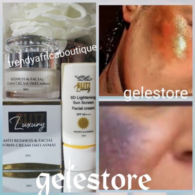 2pc Glitzluxury Face Redness cream & 5D lightening sun screen face cream spf50