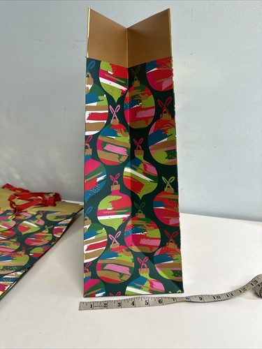 4-PACK Christmas Gift Bags NEW (some marks) 16x19x7.5 Ornament/ Gold foil design - Picture 9 of 15