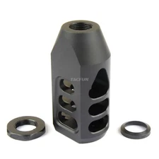 6.5 Grendel 9/16-24 TPI Tanker Muzzle Brake Exit Dia 7.5mm w/ Washer & Nut
