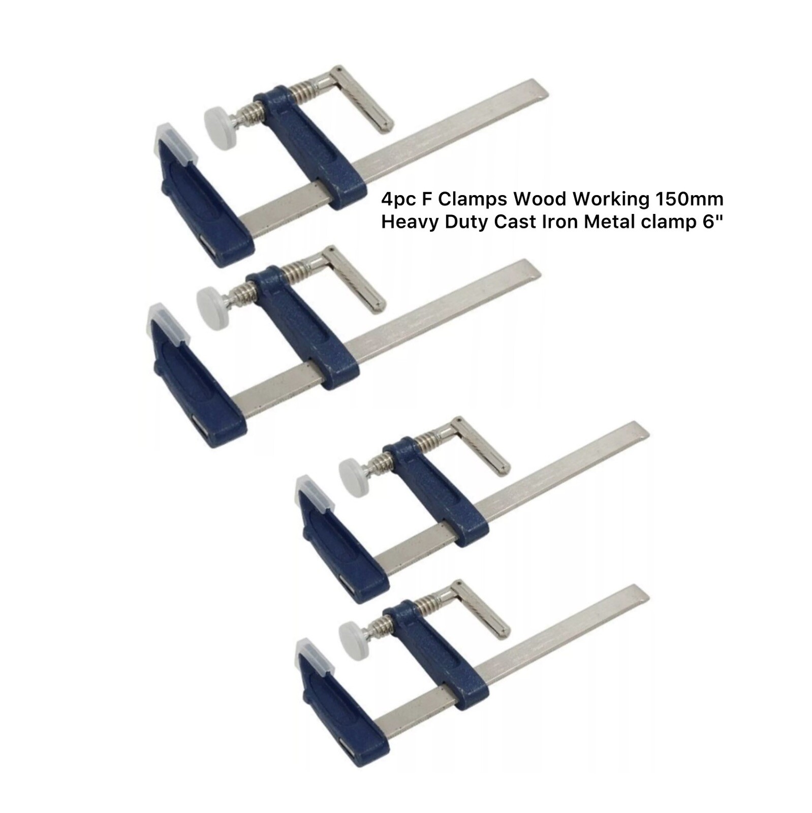 4pc 6” F Clamps Wood Working 150mm Heavy Duty Cast Iron Metal clamp - 1518