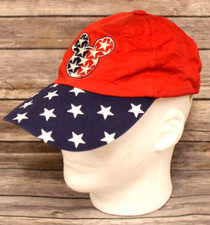 MICKEY MOUSE RED  BLUE BASEBALL CAP WHITE EMBROIDERED STARS  WHITE PRINT STARS