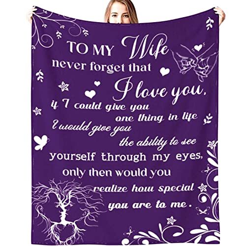 Wife Birthday Gifts Blanket Wedding Anniversary Throw Blankets to Wife Emotio... - Afbeelding 1 van 8