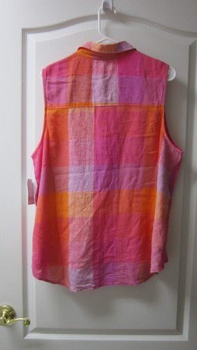 Time And Tru Sleeveless Henley Top Linen Blend Women's Size XL - Picture 9 of 10