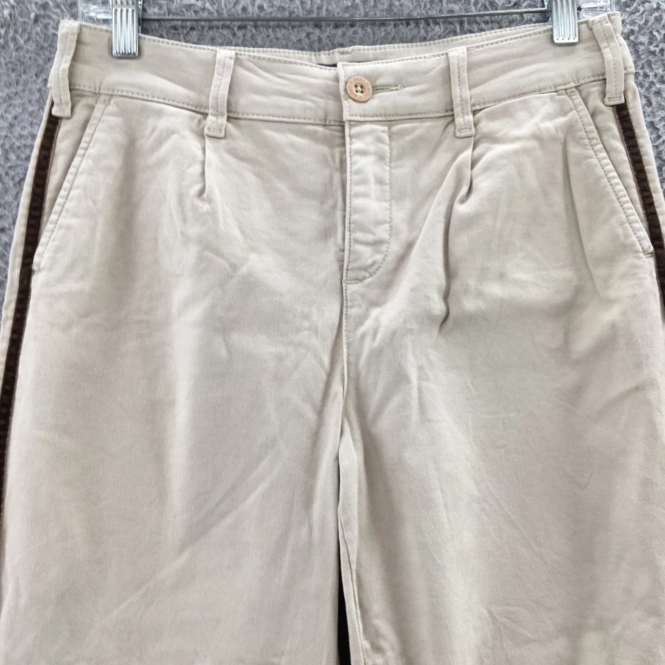 Pantalones capri NYDJ para mujer 2 (30x24 real) beige mezcla de algodón tiro alto cremallera mosca Foto 2 de 4